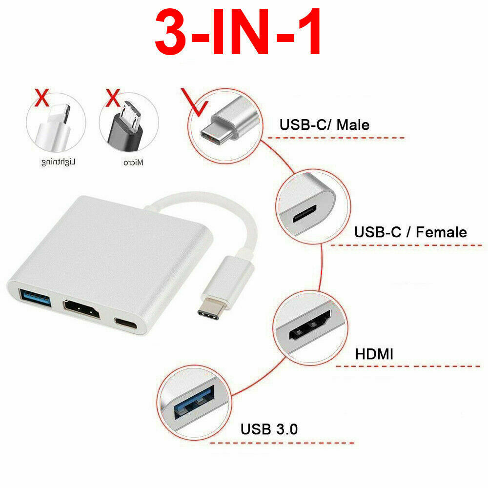 Hub USB multiport 7 en 1 Adaptateur HDMI 4K de type C vers USB 3.0